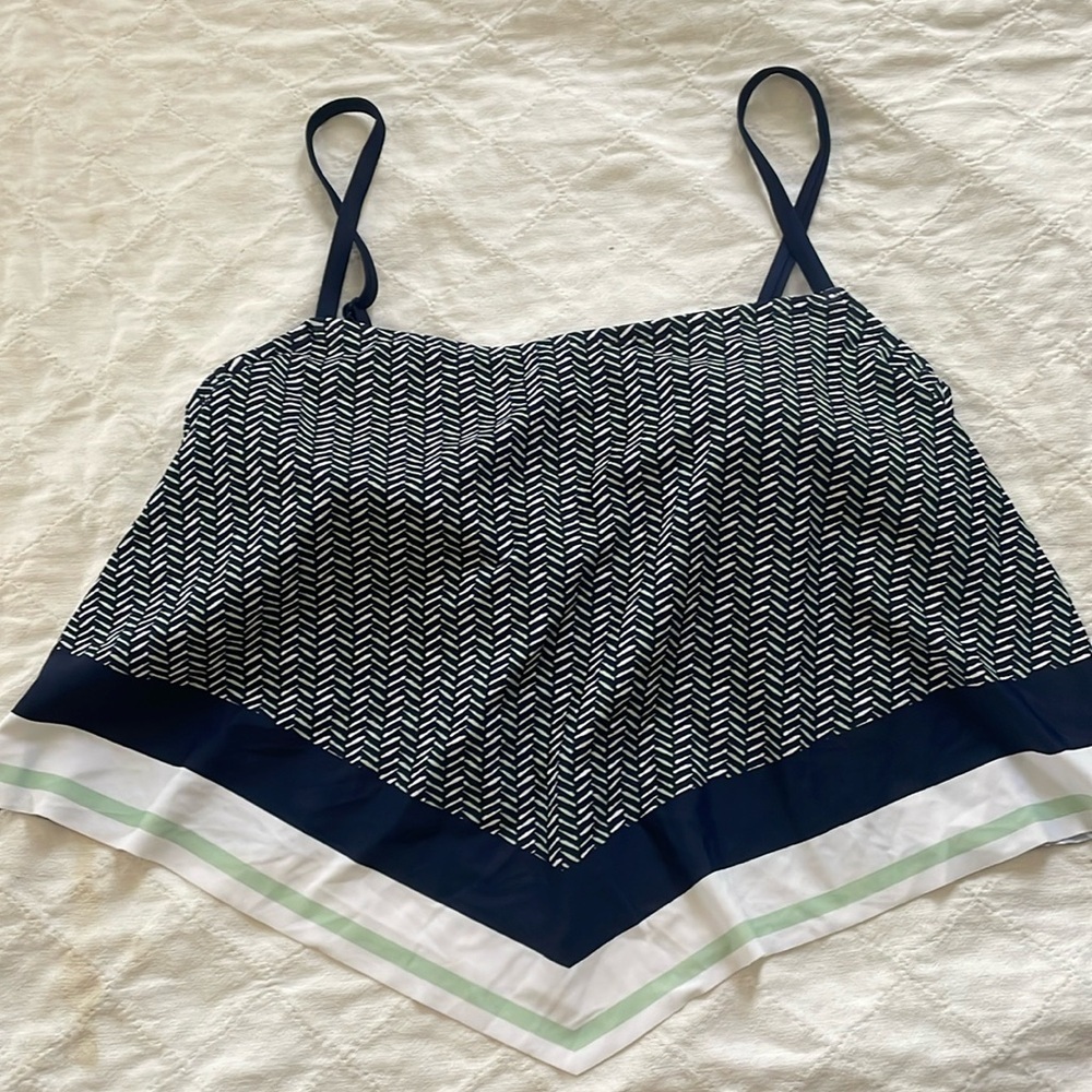 NWT Kona Sol Women's Handkerchief Crop Tankini Top - Navy Blue XS & L A42